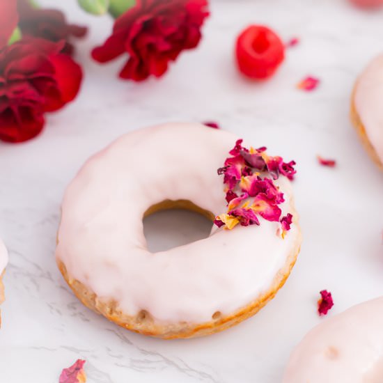 Rose Petal and Raspberry Donuts - Recipe photo by GradFood