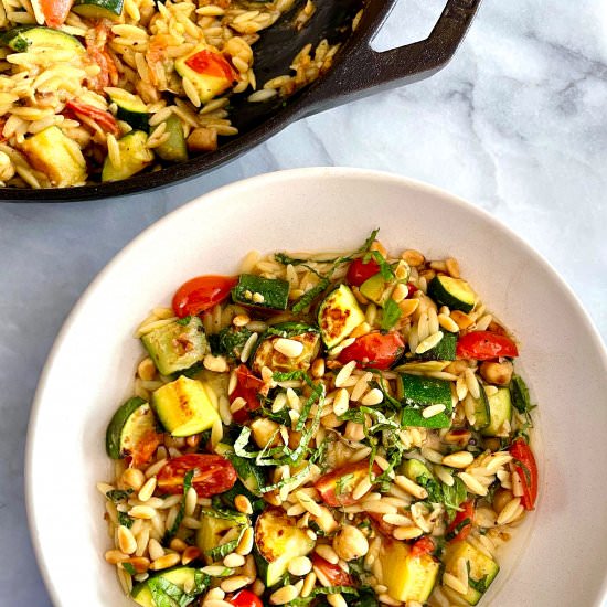 lemony herb orzotto with chickpeas - Recipe photo by Jackie Newgent