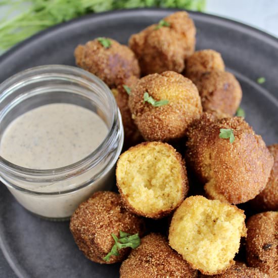 Green Chile Hush Puppies with Aioli - Recipe photo by kaitskitchen