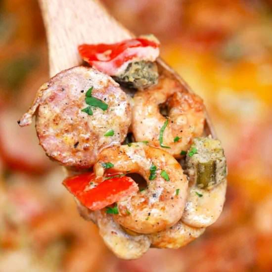 Cajun Shrimp and Sausage - Recipe photo by peasandpeonies