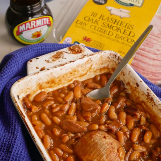 Marmite & Bacon Baked Beans - Recipe photo by therarewelshbit