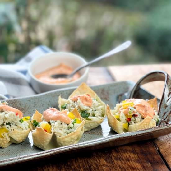 Spicy Crab Salad Wonton Cups - Recipe photo by asiancaucasian