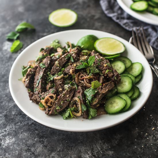 Thai Beef Salad (Nam Tok) - Recipe photo by InquiringChef
