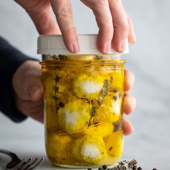 Simple Marinated Goat Cheese - Recipe photo by Aredspatula