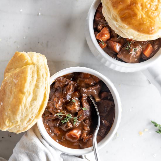 wine-braised mushroom beef pie - Recipe photo by withspice