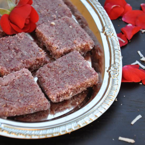 Coconut Rose Burfi - Recipe photo by ChezShuchi
