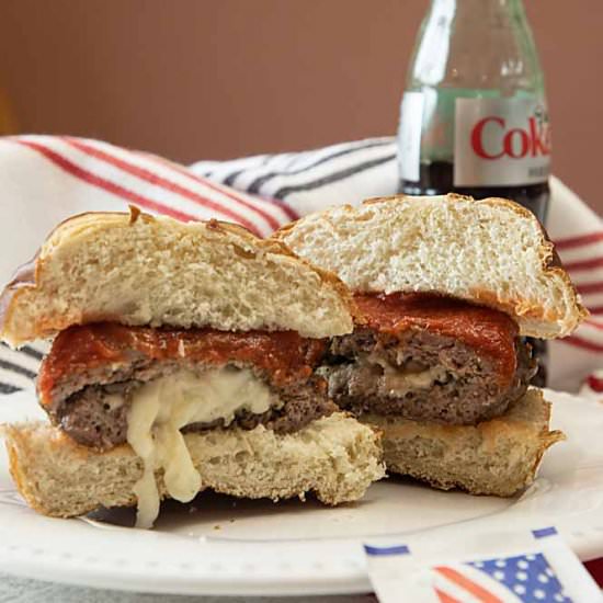 Stuffed Pizza Burger - Recipe photo by iwilkerson