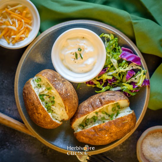 Air Fryer Baked Potatoes - Recipe photo by Herbivore Cucina