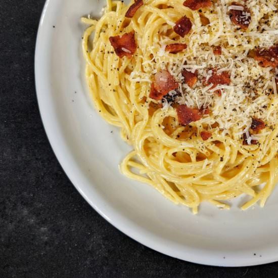 Buslife Spaghetti Carbonara - Recipe photo by The Buslife Kitchen