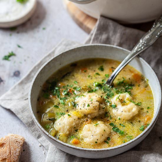 Vegetable Soup with Dumplings - Recipe photo by vibrantplate