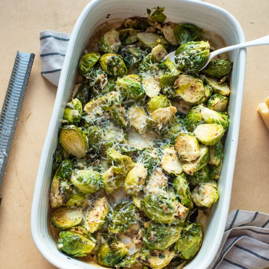 Brussels Sprouts Au Gratin - Recipe photo by TheFrayedApron
