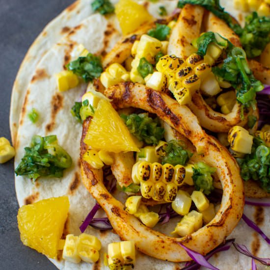Calamari Tacos - Recipe photo by AnotherFoodBlogger