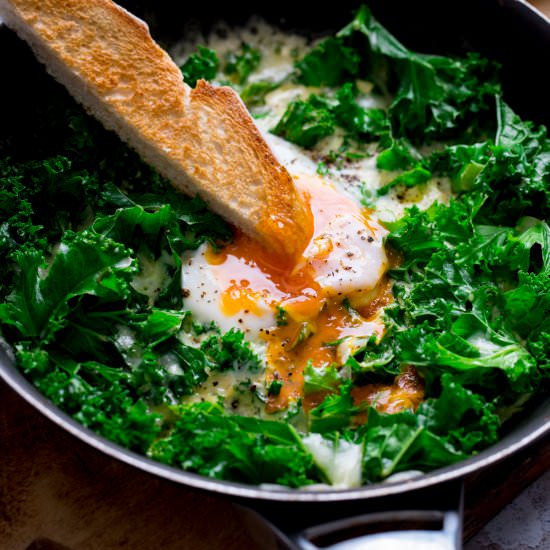 Creamy Eggs and Kale Breakfast - Recipe photo by KitchenSanctuary