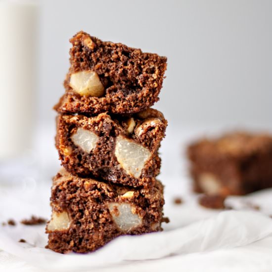 Pear and Hazelnut Brownies - Recipe photo by The Littlest Crumb
