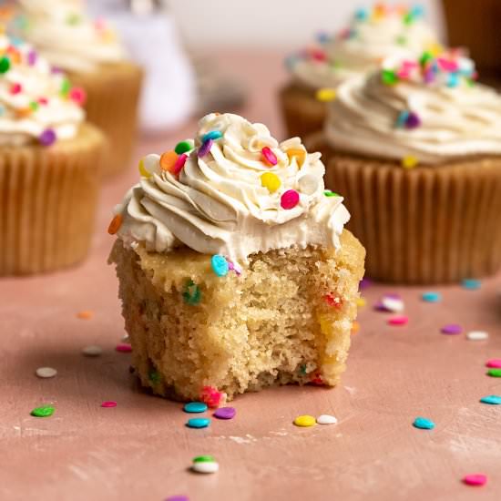 Vegan Funfetti Cupcakes - Recipe photo by ShortGirlTallOrder