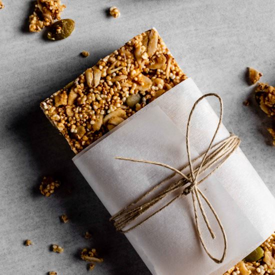 puffed amaranth granola bars - Recipe photo by whisked away kitchen