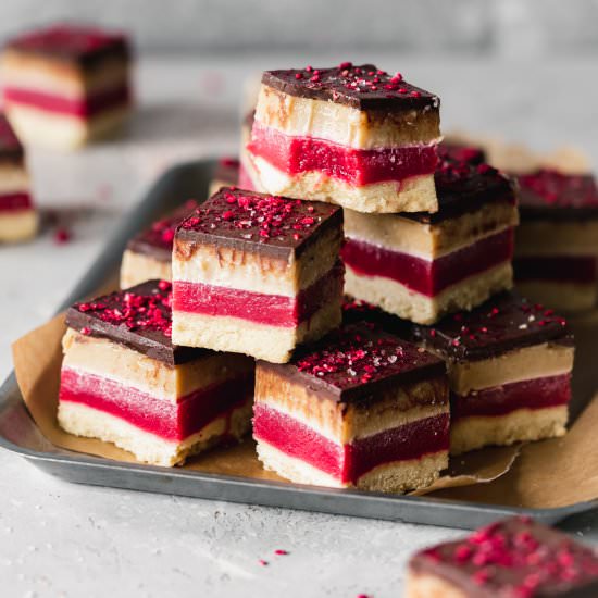 Raspberry Caramel Millionaires - Recipe photo by addictedtodates