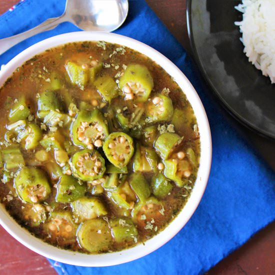 Egyptian Garlic Okra Soup - Recipe photo by eyesclosedcooking