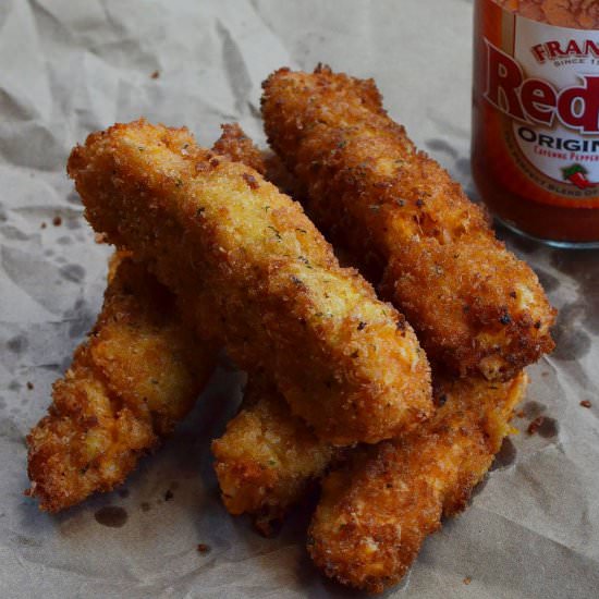 Buffalo Chicken Mozzarella Sticks - Recipe photo by kneadmorefood