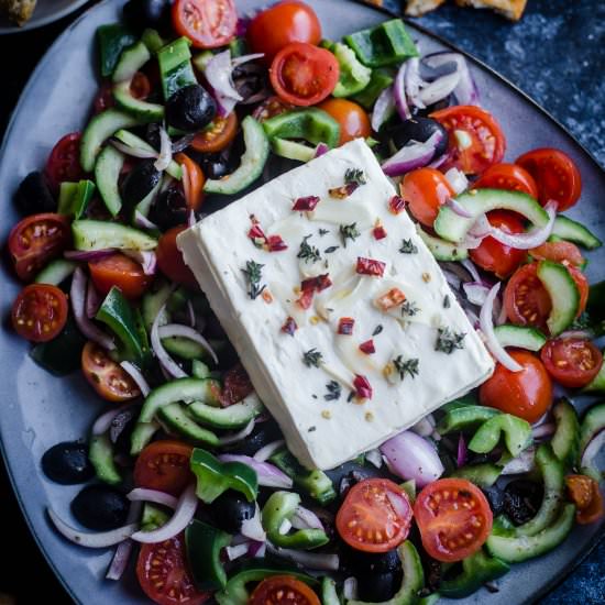 Feta Salad with Pitta Chips - Recipe photo by tiffinandteaofficial