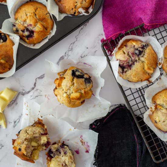 White Chocolate Muffins - Recipe photo by AnotherFoodBlogger