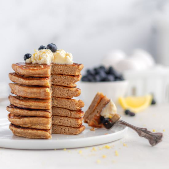 Healthy Lemon Ricotta Pancakes - Recipe photo by Donut Worry Be Healthy