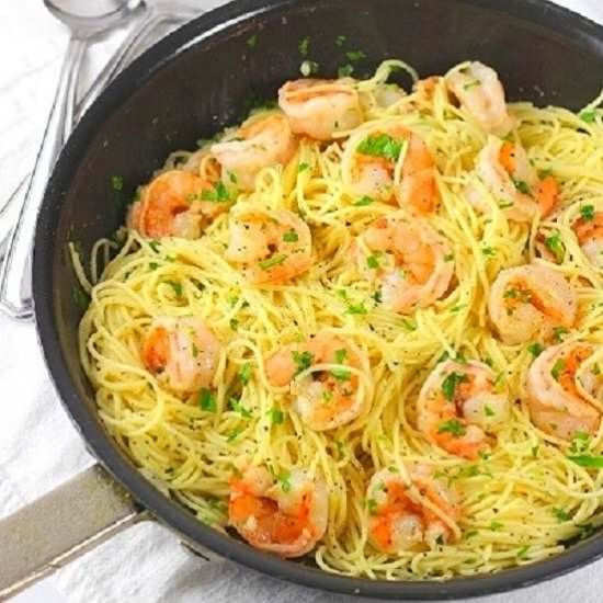 shrimp scampi with angel hair pasta - Recipe photo by nowcookthis