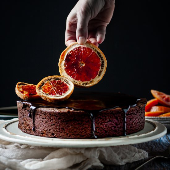 Boozy blood orange chocolate cake - Recipe photo by katethebaker