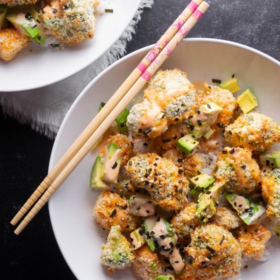 Baked Vegetable Tempura Sushi Bowls - Recipe photo by JawnsICooked
