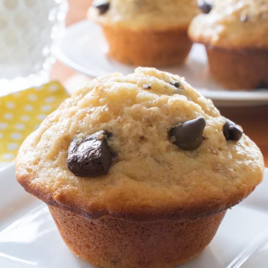 Banana Chocolate Chunk Muffins - Recipe photo by For the Love of Cooking