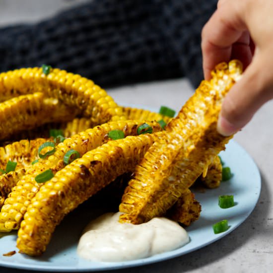 Air Fryer Corn Ribs - Recipe photo by Plant Based Folk