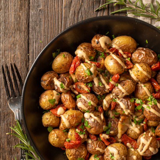 Roasted Potato & Tomato Tray Bake - Recipe photo by plantedandpicked