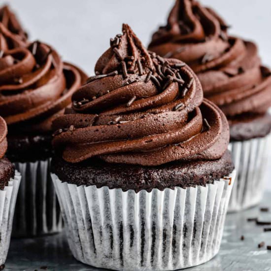 Vegan Chocolate Cupcakes Recipe - Recipe photo by jessicainthekitchen