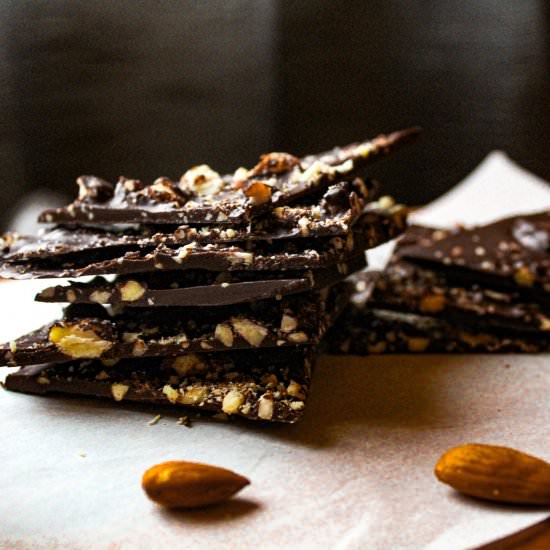 Dark Chocolate Almond Bark - Recipe photo by scratchtobasics