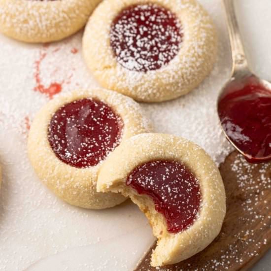 Almond thumbprint cookies with jam - Recipe photo by lifestyleofafoodie
