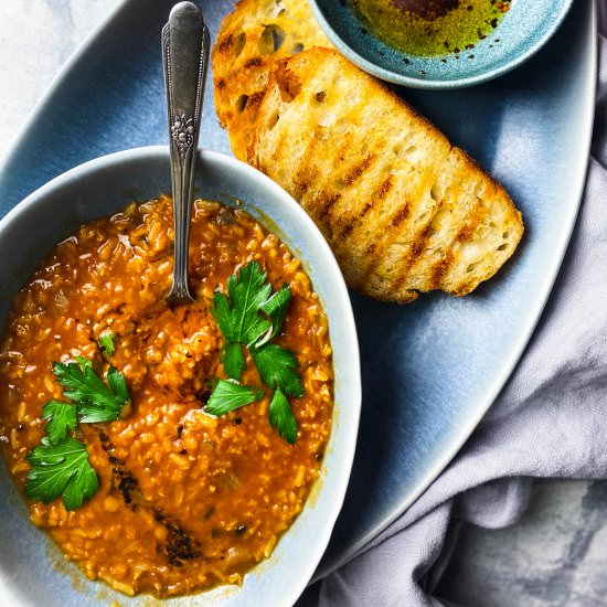 Spicy Red Lentil Soup - Recipe photo by Theperksofbeingus