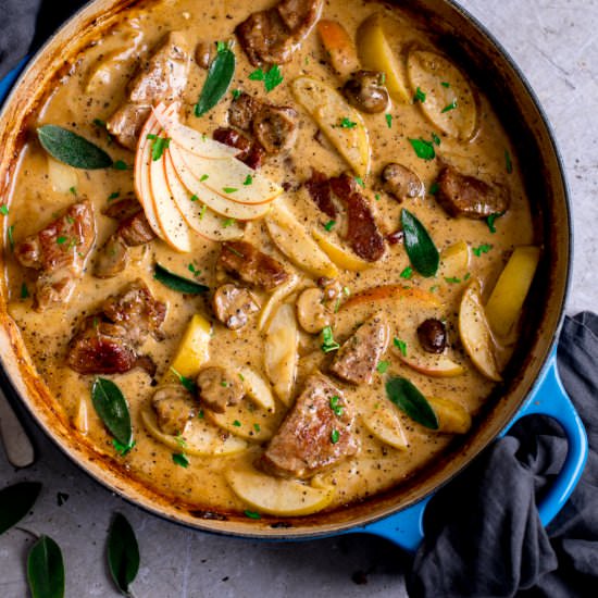Creamy Pork and Apple Casserole - Recipe photo by KitchenSanctuary