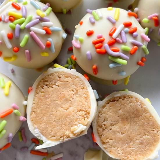 No Bake Birthday Cake Truffles - Recipe photo by frozen_bananas_