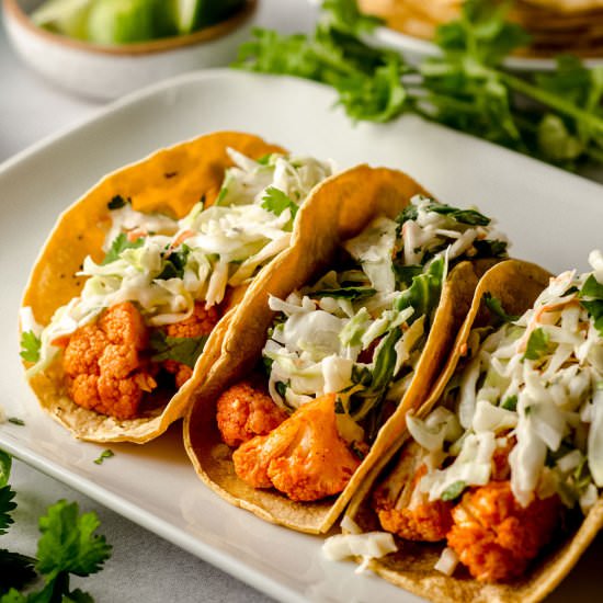 buffalo cauliflower tacos - Recipe photo by freshaprilflours