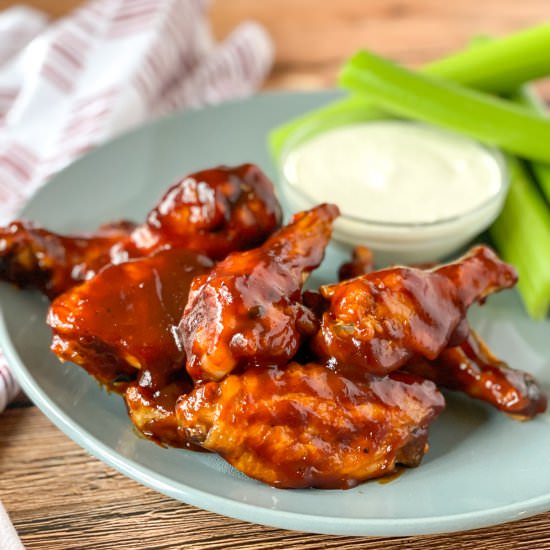 Air Fryer Buffalo BBQ Chicken Wings - Recipe photo by Whiskfulcooking