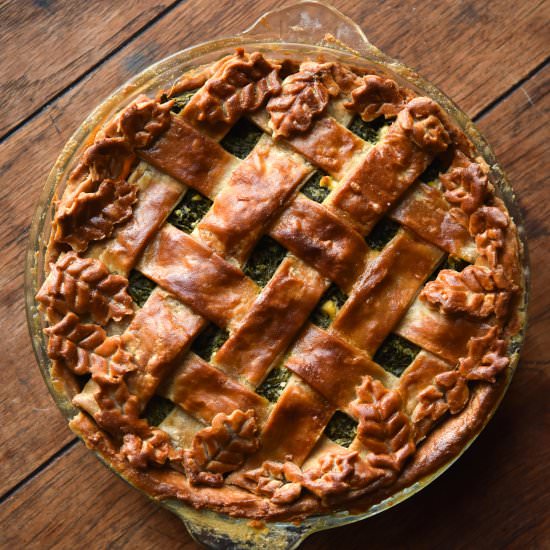 Gluten free greens and feta pie - Recipe photo by georgeats