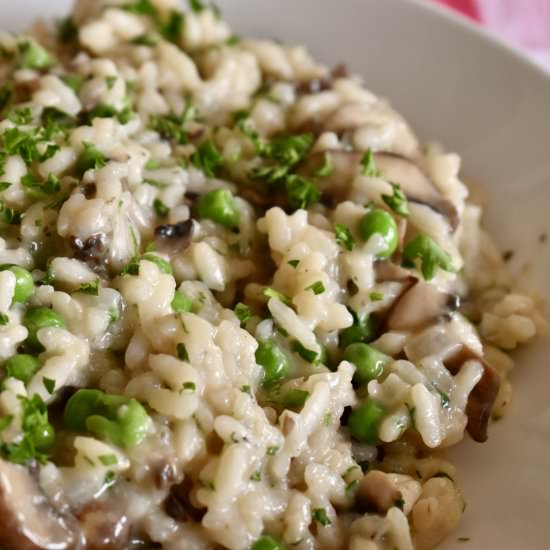 Mushroom Pea Risotto - Recipe photo by This Italian Kitchen