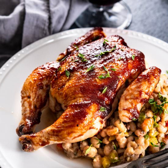 Young Chicken In Cast Iron Skillet - Recipe photo by garlic and zest
