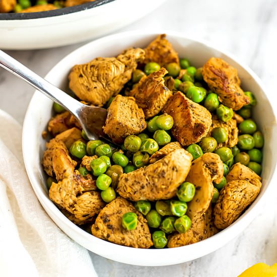 Simple Chicken and Pea Skillet - Recipe photo by BitesOfWellness