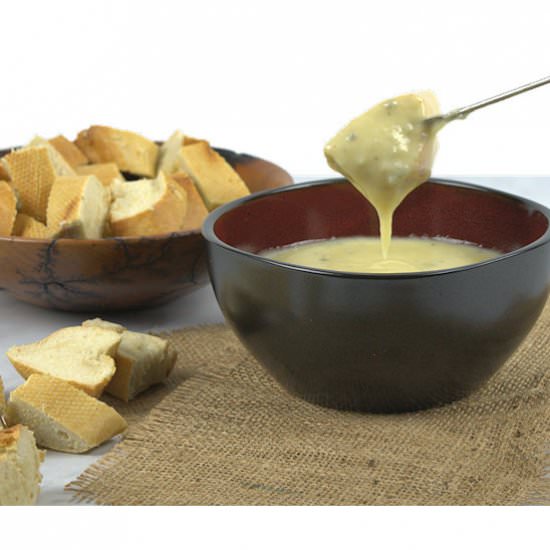 Alpine & Blue Cheese Fondue - Recipe photo by agourmetfoodblog