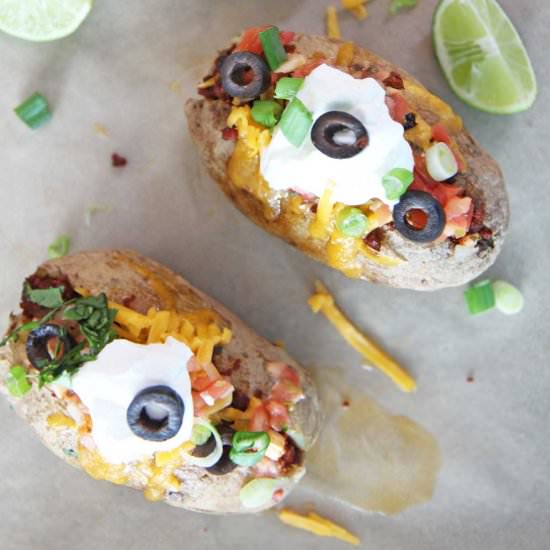 Easy Cheesy Baked Potato Tacos - Recipe photo by Chop Happy