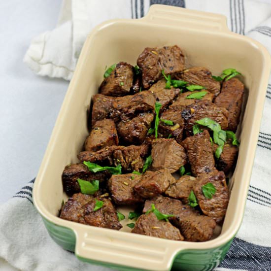 Air Fryer Steak Bites - Recipe photo by AGratefulMeal