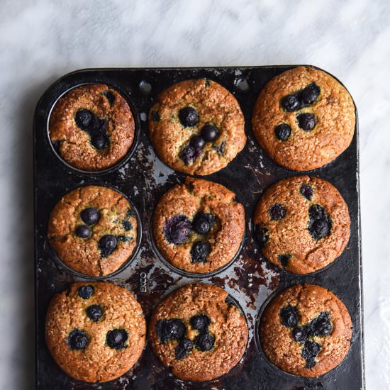 Vegan gluten free blueberry muffins - Recipe photo by georgeats