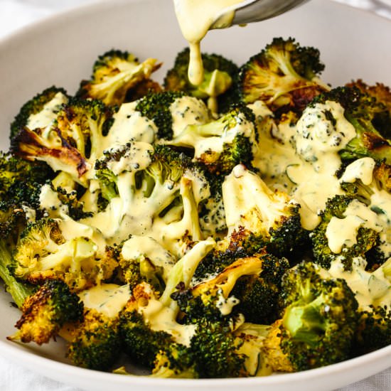 Roasted Broccoli & Hollandaise - Recipe photo by Downshiftology