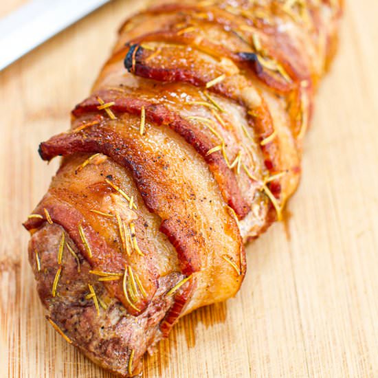 Maple Bacon Wrapped Pork - Recipe photo by MaesMenu